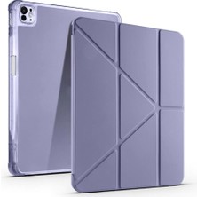 TeknoKapsül Zore Apple ile Uyumlu iPad Air 13 2024 Kılıf Tri Folding Kalem Bölmeli Standlı Kılıf Mor