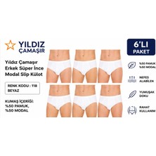 Yıldız Çamaşır Erkek Süper Ince Yazlık Modal Slip Külot (118-119)- 6 Adet