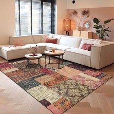 TeknoKapsül Latte Dizayn Banaf Kadife Pamuk Tabanlı Yıkanabilen Kaydırmaz Antibakteriyel Salon Halısı (100X150, Modern)