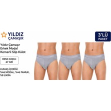 Yıldız Çamaşır Erkek Modal Likralı Kemerli Slip Külot (65-66-67)- 3 Adet