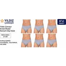 Yıldız Çamaşır Erkek Modal Likralı Kemerli Slip Külot (65-66-67)- 6 Adet