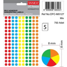 OEM Ev-Ofis Nokta Etiket 8 mm 5 Renk 750 Etiket