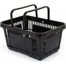 OEM 22 Litre Plastik Market Alışveriş Sepeti Saplı Dayanıklı Profesyonel Market Mağaza El Sepeti (5, Siyah)