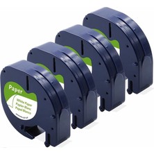 OEM Puun Dymo Letratag Muadil Bant 59421 721510 Beyaz Kağıt Etikete Siyah 12MM x 4 mt 4 Adet