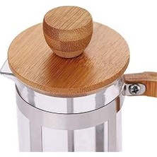 TeknoKapsül Bambu Kapaklı French Press 350 ml – Borosilikat Cam Bitki Çayı ve Filtre Kahve Demleme Ekipmanı, Paslanmaz Çelik Filtreli Kişisel Kupa Boy
