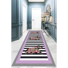 TeknoKapsül Pelangi Fil Desenli Etnik Dijital Baskı Yıkanabilir Modern Salon Filli Halı ve Yolluk (Lila), Lila 80 x 600, 95541225806007
