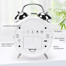 OEM LED Ekranlı Analog Alarmlı Masa Saati Çalar Saat Pil Dereceli Çift Alarmlı Dijital Saat Gümüş