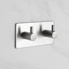 TeknoKapsül Deltahome Paslanmaz Çelik 2 Topuzlu Bornoz Askısı Havluluk Xl Askılık Inox - Kendinden Yapışkanlı
