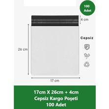 OEM Cepsiz Kargo Poşeti | 17 x 26+4 cm | 100 Adet | Beyaz | Küçük Boy