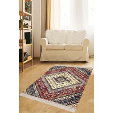 TeknoKapsül On The Clouds Kilim Desenli Etnik Dijital Baskı Yıkanabilir Otantik Salon Halı ve Yolluk MEG701K, 80 x 600