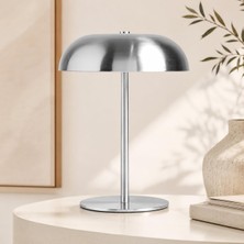 OEM Modern Mantar Tasarımlı Masa Lambası, Beyaz Dekoratif LED Masaüstü Aydınlatma, Şık Gece Lambası, Komodin, Çalışma Masası, Salon ve Ofis Kullanımına Uygun Dekoratif Abajur (Gümüş)