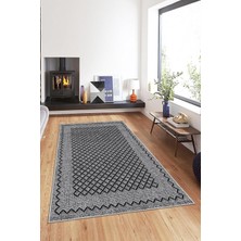 TeknoKapsül Pelangi Gri Kenar Işleme Yıkanabilir Kaymaz Taban Leke Tutmaz Modern Salon Halısı ve Yolluk, Koyu Gri-Siyah 180 x 250, 135809218025005