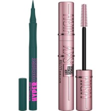 TeknoKapsül Maybelline New York Hyper Precise All Day Eyeliner- 730 Jungle & Lash Sensational Sky High Maskara Makyaj Seti
