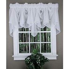 TeknoKapsül Swags Galore: Splendor Batiste, 254 cm G x 73 cm U, Sheer Festoon Valance Beyaz