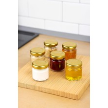 OEM 6 Adet 40 ml Gold Metal Kapaklı Şeffaf Numune Mama Ek Gıda Şekerleme Reçellik Küçük Cam Kavanoz