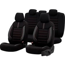 TeknoKapsül Limited Design Ortopedik Ekstra Destekli Oto Koltuk Kılıfı Tam Set (Siyah-Kırmızı)