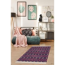 TeknoKapsül Pelangi Kilim Desenli Etnik Dijital Baskı Yıkanabilir Kaymaz Taban Modern Salon Halı ve Yolluk, Mor 160 x 250