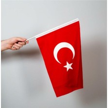 OEM Lona Sanat Türk Bayrağı 30X45 cm Alpaka Kumaş - Sopalı-30 Adet