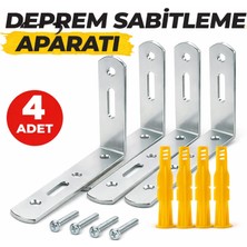 OEM Deprem Sabitleme Aparatı, Metal Mobilya Duvar Sabitleyici, Dolap Devrilme Önleyici, 20X70X120 Mm, 4 Adet, Vida ve Dübel Dahil