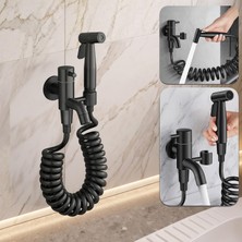 TeknoKapsül STA-5041 Armatür Tabancalı Banyo Alaturka Yer Tuvaleti Taharet Musluğu Spiralli Bide Taharetmatik Abdest Alma Takımı Musluk Taharet Abdest Bas Çek Bırak - Evcil Hayvan Yıkama - 304 Paslanmaz Çelik