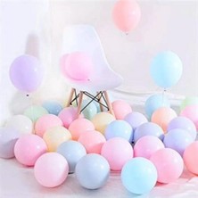 OEM Makaron Balon 50 Adet Karışık Renk Soft Pastel Balon + 5 Mt.balon Zinciri
