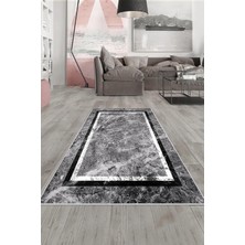 TeknoKapsül Pelangi Gri Mermer Beyaz Şerit Işlemeli Yıkanabilir Kaymaz Taban Leke Tutmaz Modern Salon Halısı ve Yolluk, Gri-Beyaz 160 x 250, 1358065160250728