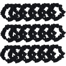 TeknoKapsül Susulu Saç Için 24 Parça Scrunchies Seti Saten Elastik Saç Bağları At Kuyruğu Tutucu Saten Kumaş Saç Bağları (Siyah)