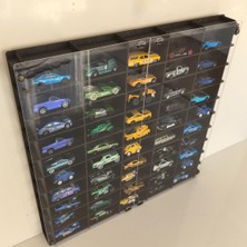 OEM Pleksi Kapaklı 1/64 Ölçek 50ARAÇ Hotwheels Matchbox Metal Araç Uyumlu Model Oyuncak Araba Rafı-Eskitme Siyah