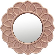 TeknoKapsül Stonebriar Dekoratif 9" Soluk Pembe Yuvarlak Çiçekli Seramik Vurgulu Duvar Aynası, Ekli Asma Halkalı Duvar Aynası, Oturma Odası, Yatak Odası, Banyo, Koridor ve Giriş Yolu Için Dekoratif Dekor