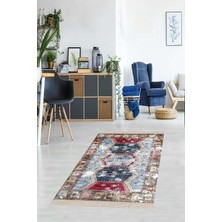 TeknoKapsül On The Clouds Kilim Desenli Etnik Dijital Baskı Yıkanabilir Kaymaz Taban Eskitme Salon Halı ve Yolluk BFOETN10, 180 x 280