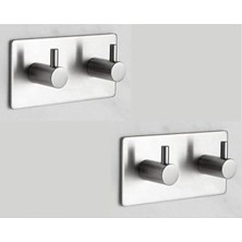 TeknoKapsül Paslanmaz Çelik Havlu/bornoz Askısı / 2 Adet Ikili Askılık/banyo Mutfak Havlu Askısı