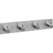 OEM Paslanmaz Çelik 4 Topuzlu Bornoz Askısı Havluluk - Banyo Askısı - Inox - Kendinden Yapışmalı