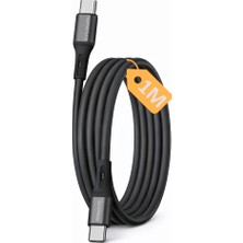 OEM Type C-C Hızlı Şarj Kablosu, 60WATT Pd Hızlı Şarj, 1metre, iPhone 15/16/17 ve Andoid Için, Siyah/antrasit Metal, Wahoo (1AD x 1metre Siyah)