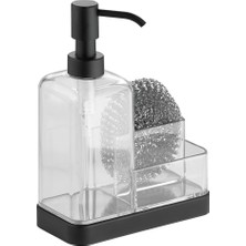 TeknoKapsül Interdesign 67097EU Forma 2 Sabun-Ve Sünger-Caddy, Mat Siyah/şeffaf
