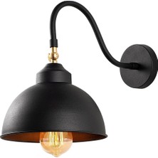 TeknoKapsül Amber LED Şık Pütürlü Siyah Metal Aplik E27 Duvar Lambası 21X32X28 cm Salon Yatak Odası, SIYAH-3742