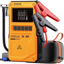 OEM Jump Starter Auhma Akü Takviye Cihazı 10.000 Mah 4'ü 1 Arada Powerbank Çantalı Hava Kompresörü Sarı