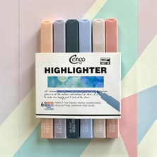 OEM 6 Lı Kare Tip Highlighter Fosforlu Kalem Cream Serisi