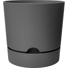 OEM Begonya Saksı Tabaklı Drenajlı Mat Plastik Çiçek Saksısı (1 Adet, 9 Litre, 25CM, Gri)