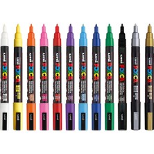 OEM Uni Posca Markör Kalem 3m Set 0.9-1.3 mm Keçe Uçlu (12'li Set)