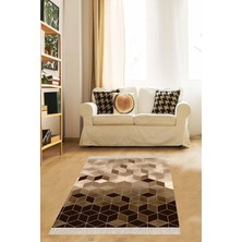 TeknoKapsül Pelangi Kahverengi Dijital Baskı Yıkanabilir Salon Halısı ve Yolluk, Kahverengi 160 x 250