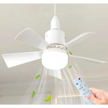 TeknoKapsül 5 Kanatlı LED Işıklı Tavan Vantilatörü – Sessiz Çalışan, Uzaktan Kumandalı, Modern Beyaz Tasarım