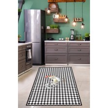 TeknoKapsül Pelangi Horoz Karo Kitchen Desenli Dijital Baskı Yıkanabilir Kaymaz Taban Mutfak Halısı ve Yolluk, Gri 100 x 400