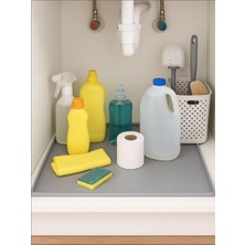OEM Su Geçirmez Silikon Lavabo Altı Matı (60X40 Cm) - Mutfak ve Banyo Tezgah Altı Koruyucu Düzenleyici, Sızıntı Önleyici Yükseltilmiş Kenar,havuzlu, Gri Renk