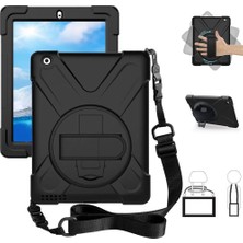 TeknoKapsül iPad 2 3 4 ile Uyumlu Kılıf Defender Askılı Zırhlı Tank Case A1395 A1396 A1397 A1416 A1430 A1403 A1458 A1459-60 Siyah