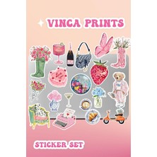 OEM Vinca Pembe Etiket Macbook Notebook Tablet Telefon Ajanda Laptop Defter Sticker Seti