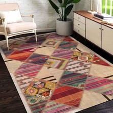 TeknoKapsül Latte Dizayn Hoya Kadife Pamuk Tabanlı Yıkanabilen Kaydırmaz Antibakteriyel Salon Halısı 60X240