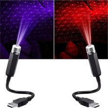 OEM Upway USB Lazer Yıldız Projektörü 2 Adet Kırmızı Mor Gece Lambası Oto Aksesuarı