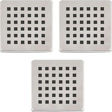 OEM 3’lü Set Paslanmaz Çelik Kare Delikli Banyo Yer Süzgeç Izgarası Üst Kapak – 10X10 cm Süzgeçlerle Uyumlu Dayanıklı Yedek Kapak