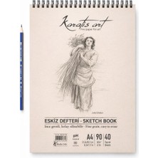 OEM A4 Eskiz Defteri, Ince Grenli, Kolay Silinebilir Ph Nötr Kağıt, Spiralli Sketch Book, 90 G/m², 40 Yaprak, Çizim ve Karakalem Için