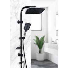 TeknoKapsül BADEM10 Robot Tepe Duş Seti Takımı Shower Yağmurlama Kare Banyo Masaj Duş Başlığı Sistemi Siyah